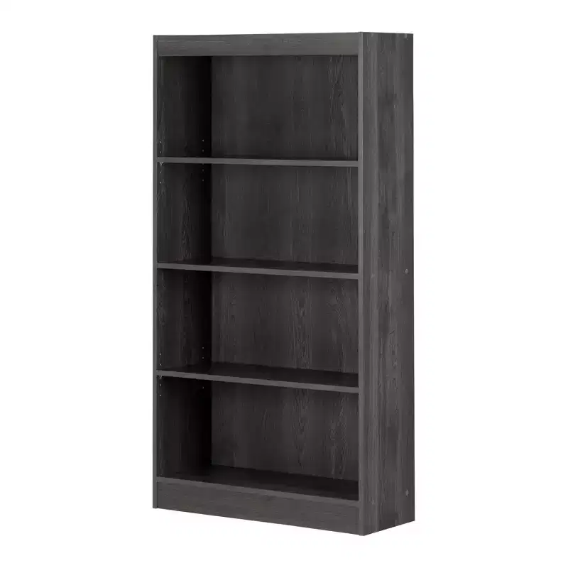 South Shore 56" 4 Shelf Decorative Bookshelf: Gray Oak, Vertical Design, Particle Board Frame, 25 lb Shelf Capacity
