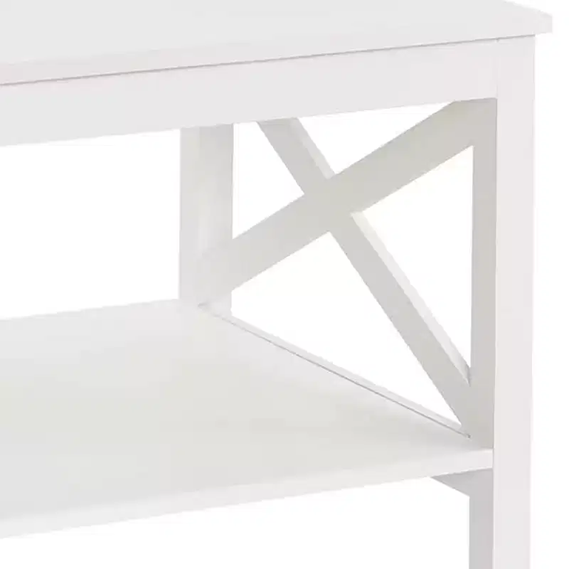 ClosetMaid X Frame Design Home Decor Accent Coffee Table with Display Storage Shelf for Living Room, Basement, or Den, White