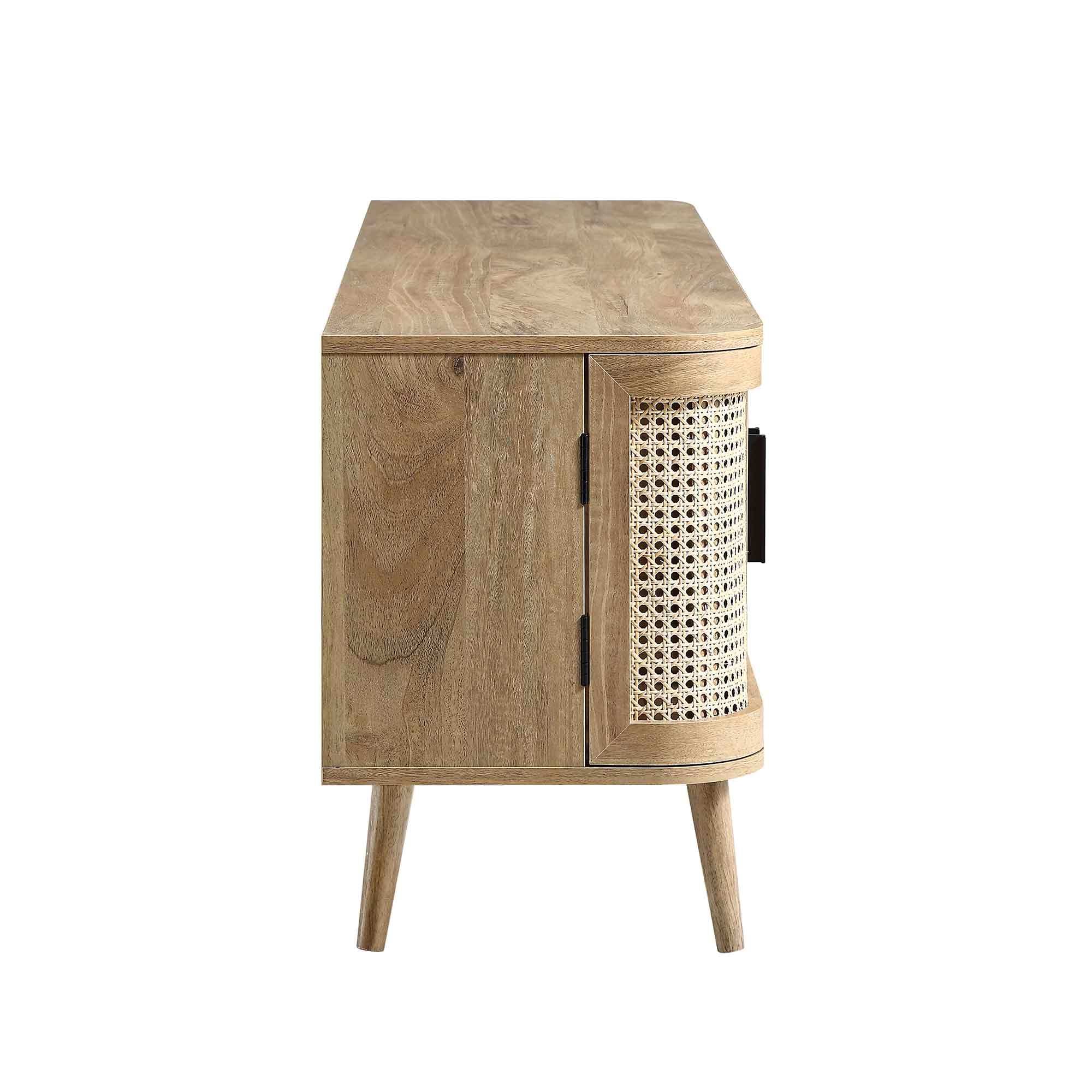 Curved Rattan 63 Wide TV Unit, Natural