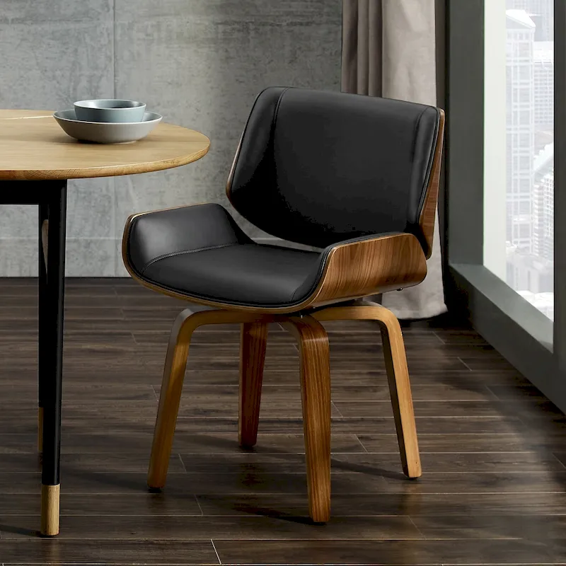 Art Leon Mid-century Faux Leather Swivel Bentwood Dining Chair