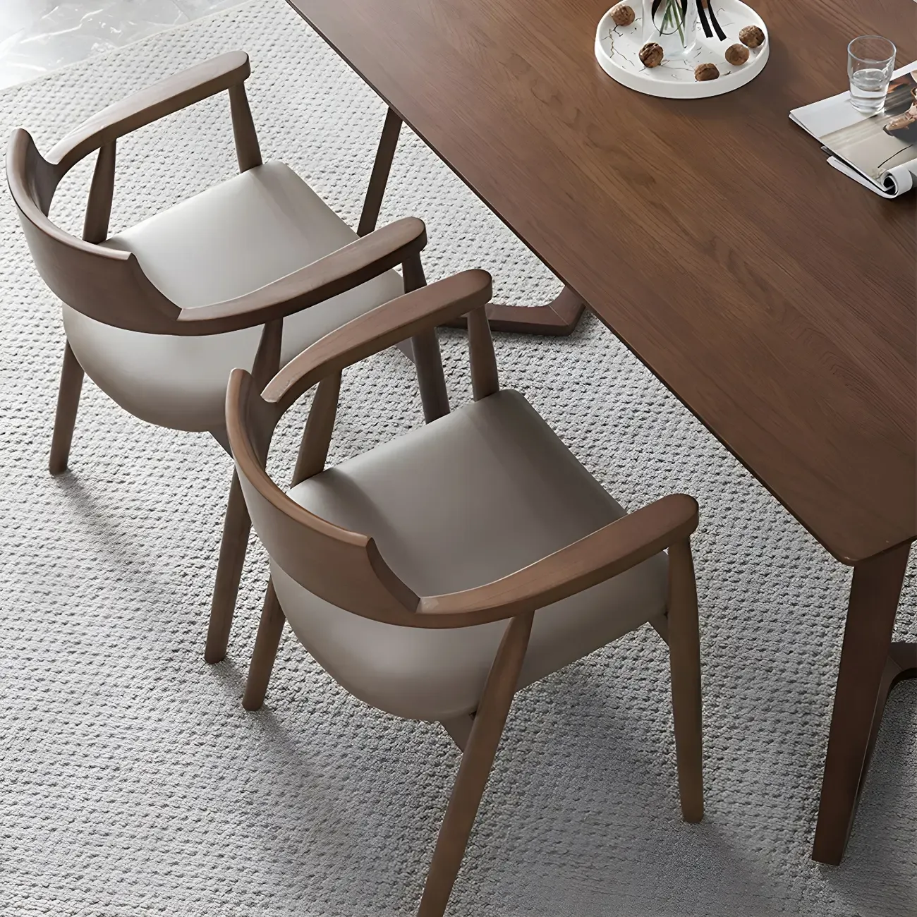 Mid Century Solid Wood Dining Chair Set of 2