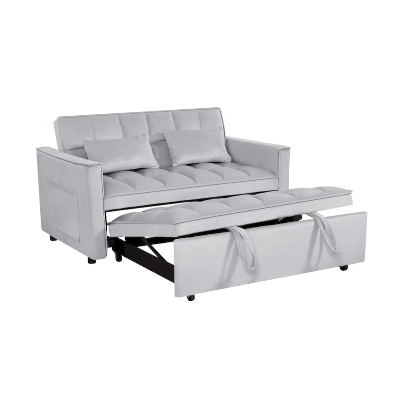 Modern Convertible Futon Sofa Bed,Adjustable Backrest,Armrest Holders