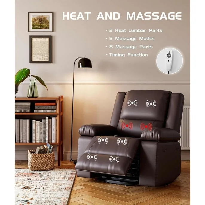 Leather Power Lift Recliner with Heat & Massage