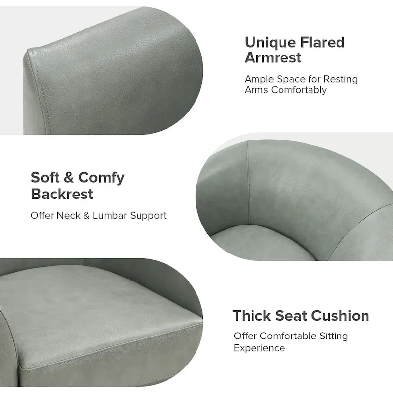 Brown Genuine Leather Swivel Barrel Chairs - Set of 2