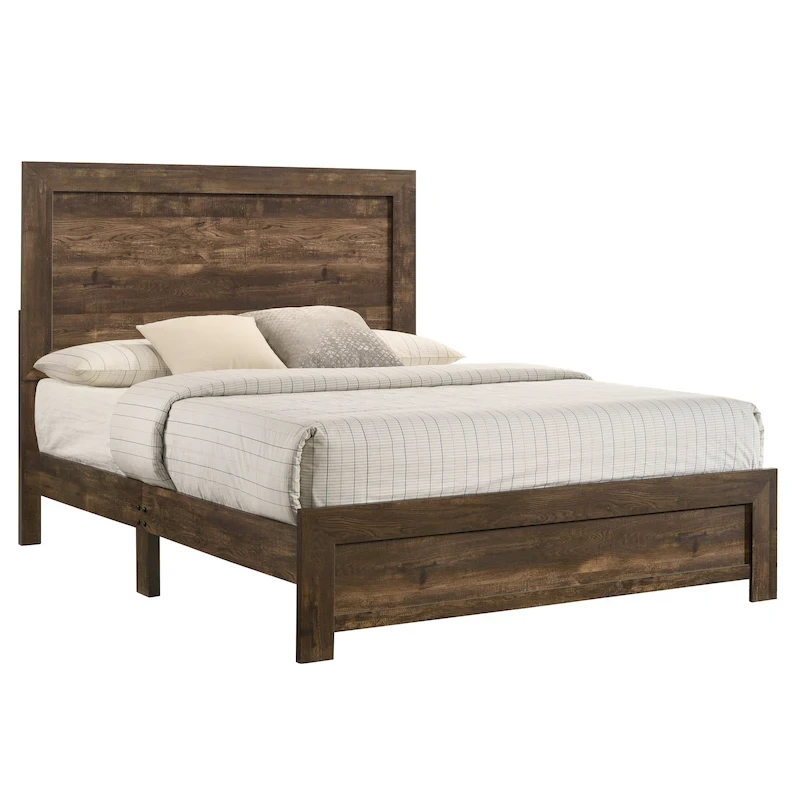 Furniture of America Greer Rustic Walnut Panel Wood Bed