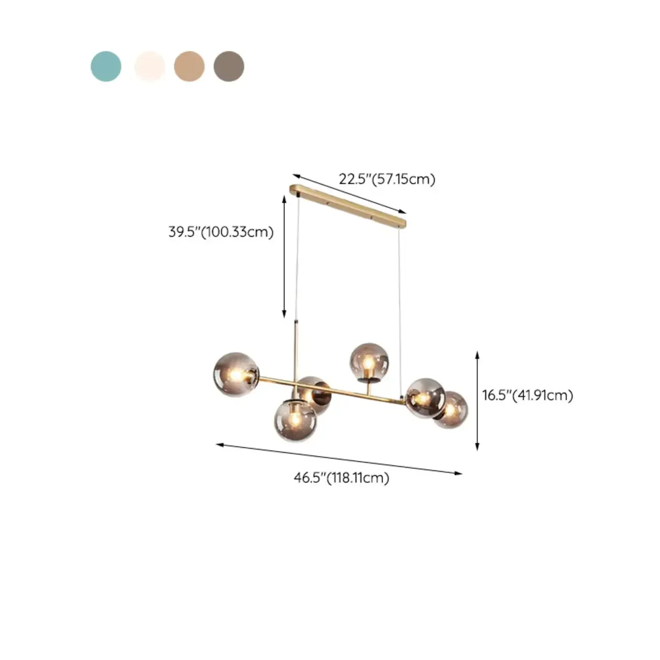 6 Light Glass Globe Island Pendant Light with Adjustable Length