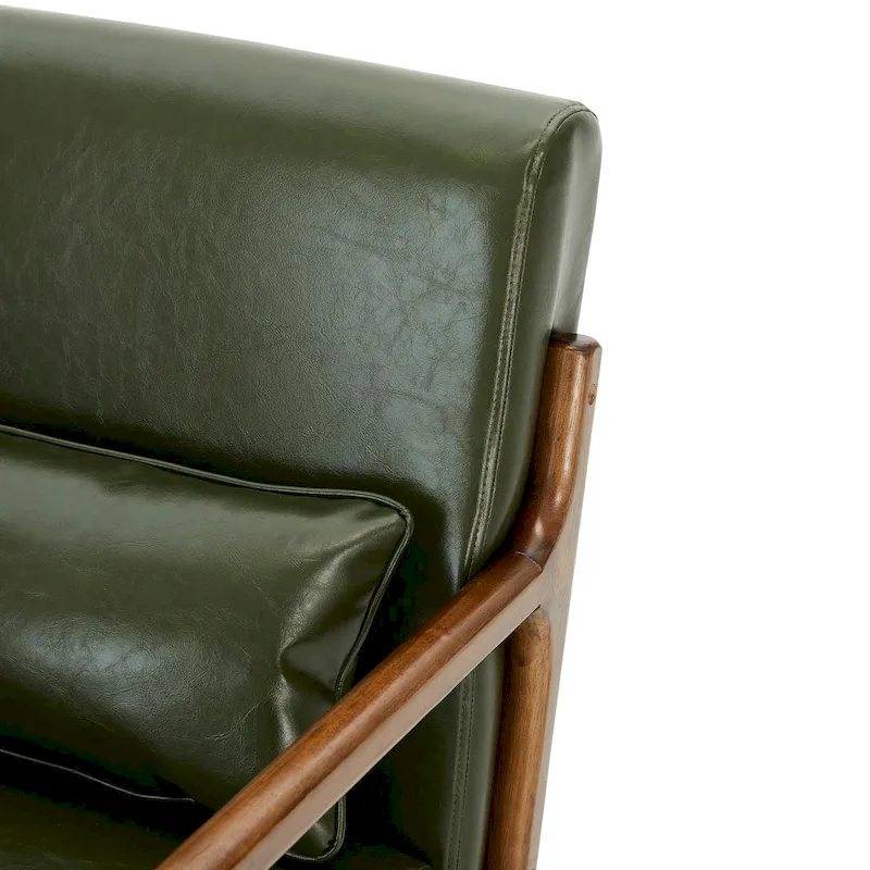 Glitzhome Set of 2 30.75 H Mid-Century Modern PU Leather Accent Chairs with Cushion - 25.75 W x 33.75 D x 30.75 H