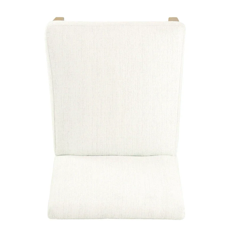 Modern Dining Chair White Woven Fabric Natural Wood Legs 19W x 23.5D x 33H Stain-Resistant Medium Firm Cushion Kitchen Seating Single Pack