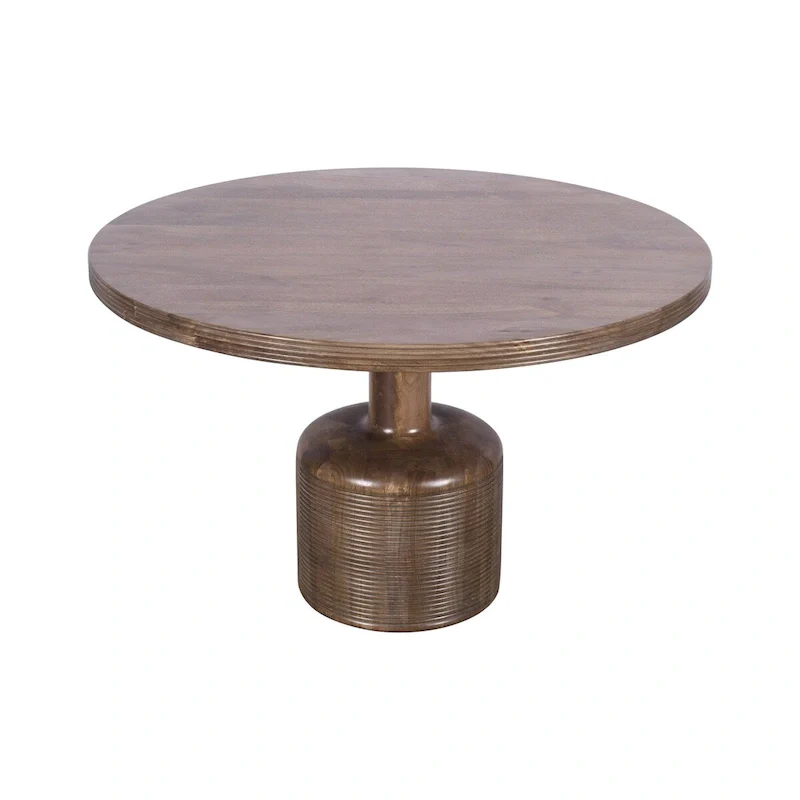 Rise 48 Inch Dining Table, Round Top, Pedestal Base, Rich Brown Wood