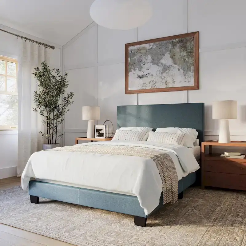 Full/Double Upholstered Bed Frame with Padded Headboard