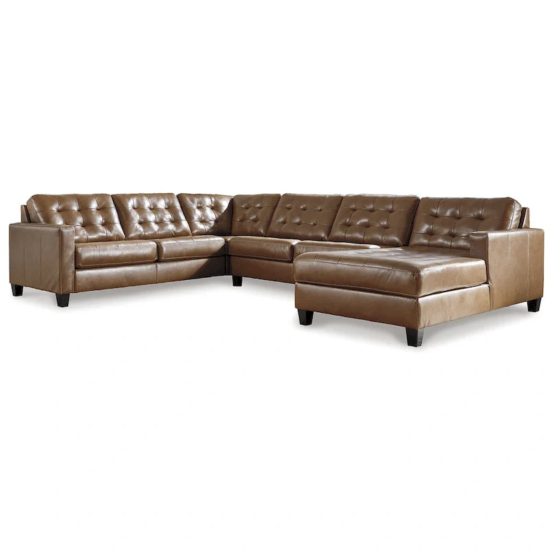Signature Design by Ashley Baskove Brown 4-Piece Sectional with Chaise - 142 W x 109 D x 36 H