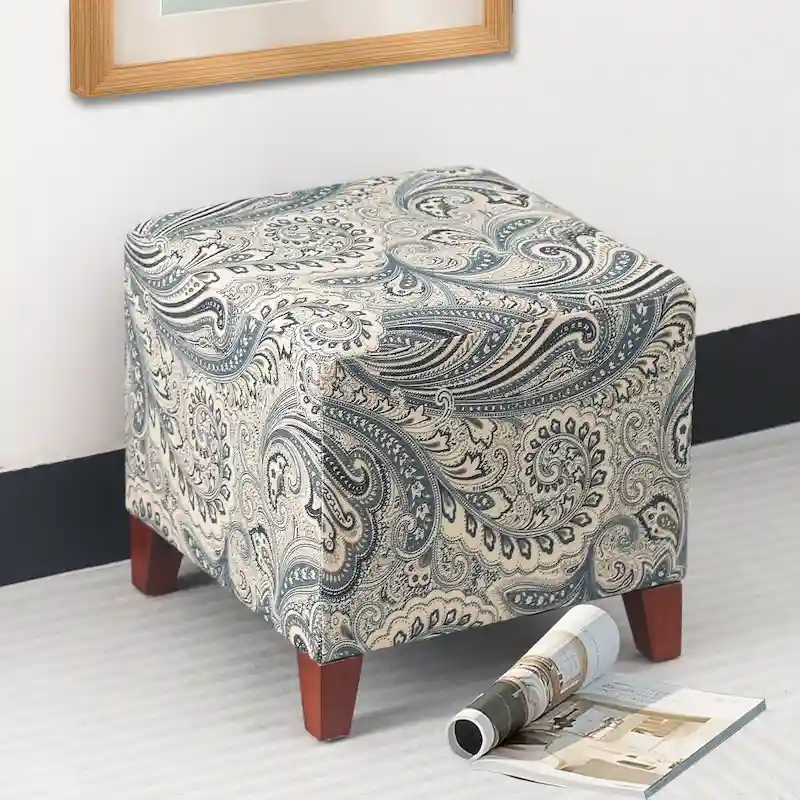 British Style Cube Ottoman Footstool