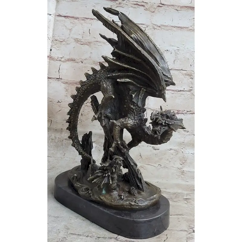 Bronze Dragon Statue Chinese Asian Art Sculpture Home Decor Sculpture Lost Wax