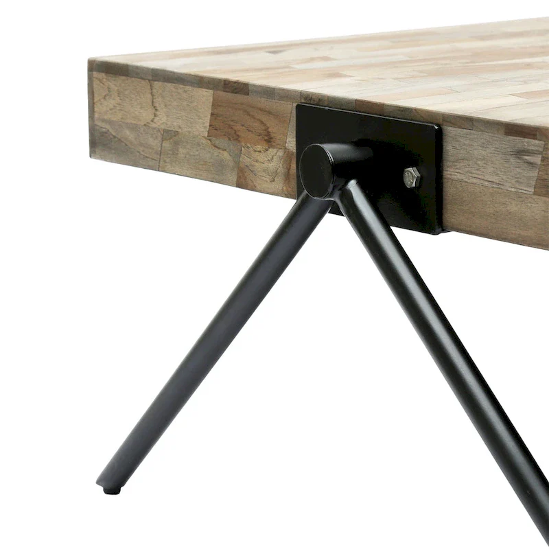 Mango Wood Coffee Table with Iron V-Shaped Legs