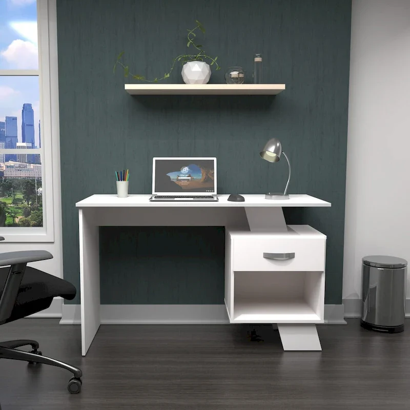 Espresso Brown Asymmetrical Writing Desk - 47 Inch