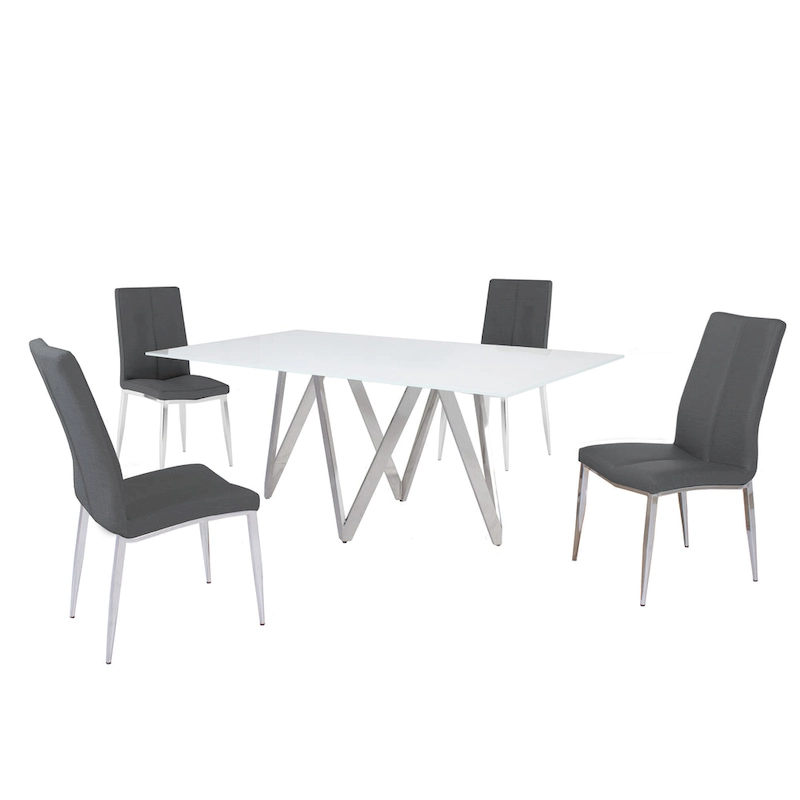 Somette Alyssa Starphire White 5-Piece Dining Set
