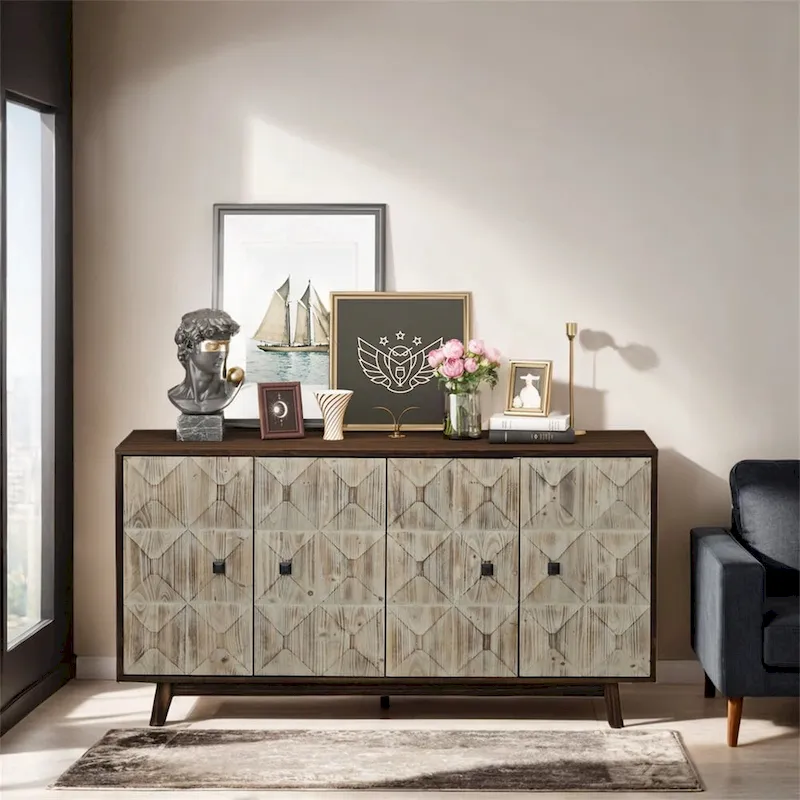 59.844 Doors Vintage Sideboard,Freestanding Sideboard Storage Cabinet