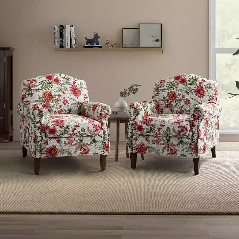 Set of 2 Giampiero Living Room Comfty Armchair with Nailhead Trims| ART OF LIVING DESIGNS