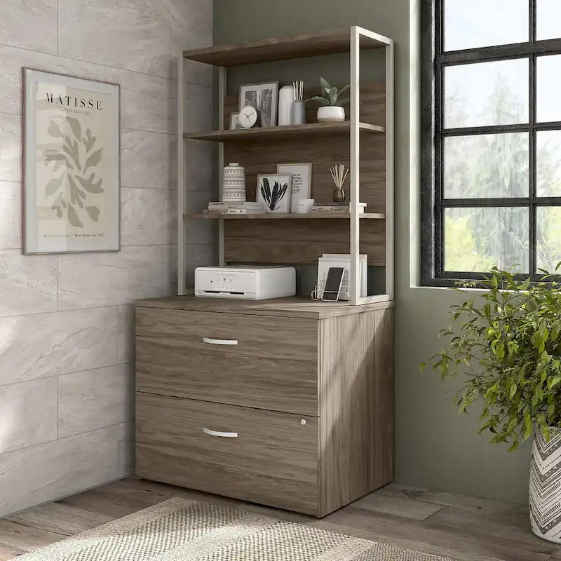 2-Drawer Lateral File Cabinet with Open Shelves
