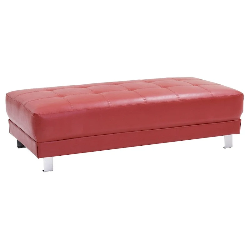 Faux Leather Tufted Ottoman
