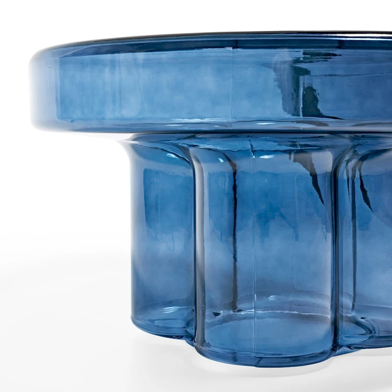 Modern Artistic Flower Glass Round Coffee Table Side Table
