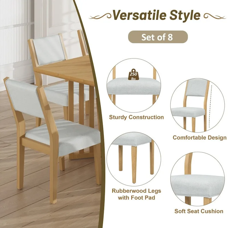 Farmhouse 9-Piece Extendable Dining Table Set with Removable Leaves