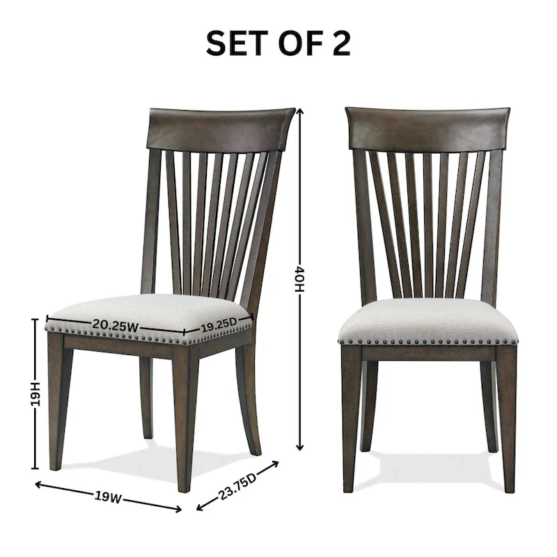 Beige Nailhead Trim Slat-Back Dining Chair