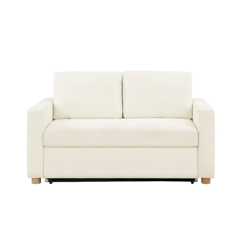 Gray Boucle Convertible Loveseat – Sofa / Lounger / Bed, 2-Seat