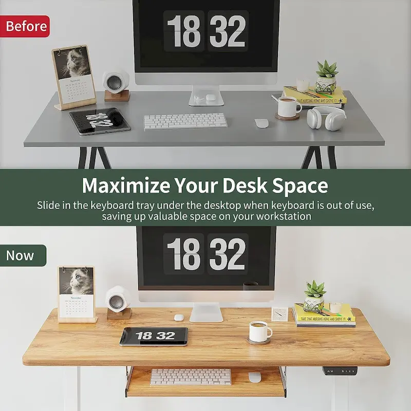 FEZIBO/Home Office Furniture/Wood/Desk With Keyboard Tray/Desks