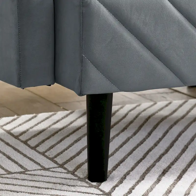 87 Velvet Convertible Folding Sofa Bed with Adjustable Armrests