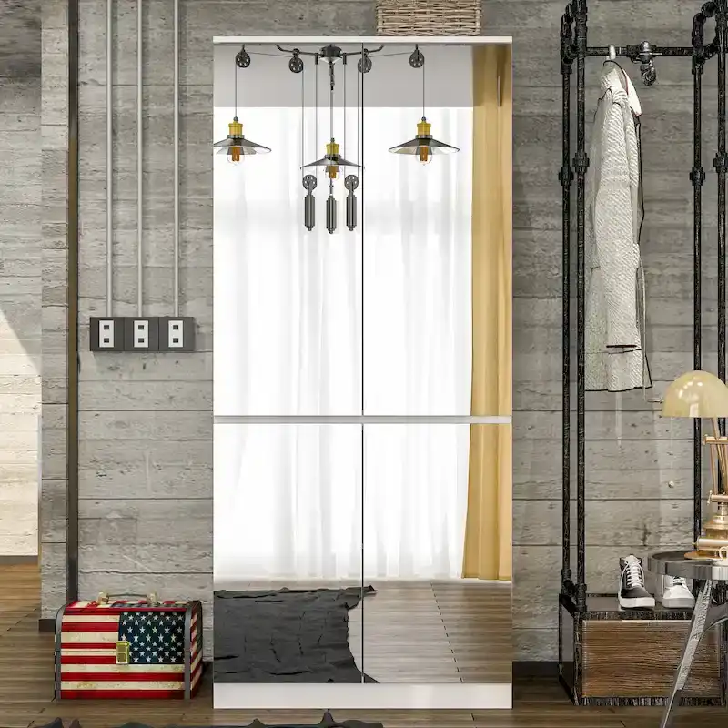 Modular Mirror Wardrobe White Bedroom Cabinet Storage Cabinet Armoire