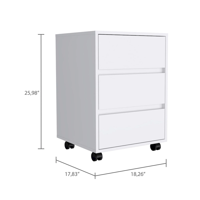 FM Furniture Vienna Three Drawers Filing Cabinet Roller Blade Glide