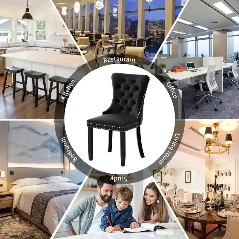 Solid Wood Velvet Upholstered Dining Chair