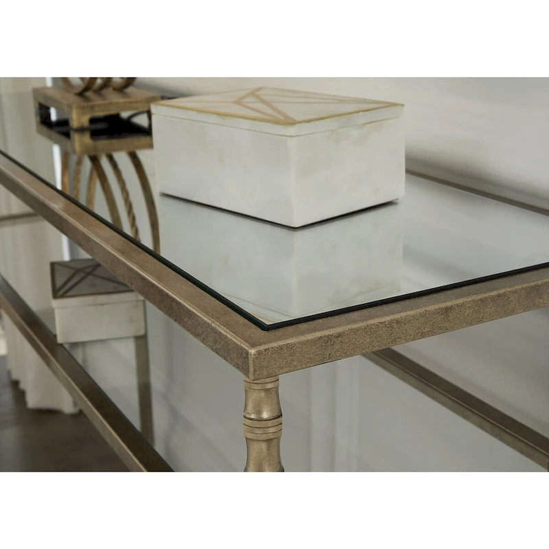 Signature Design by Ashley Cloverty Aged Gold Sofa Table - 45 W x 14 D x 33 H