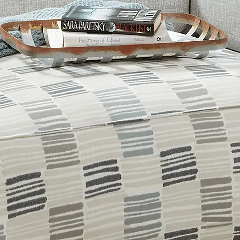 Transitional Grey Chenille Padded Cocktail Ottoman