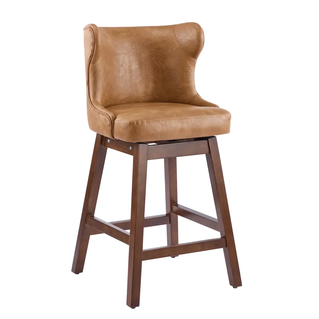 Set Of 2 Bar Height Mid-century Modern Upholstered Bar Stools