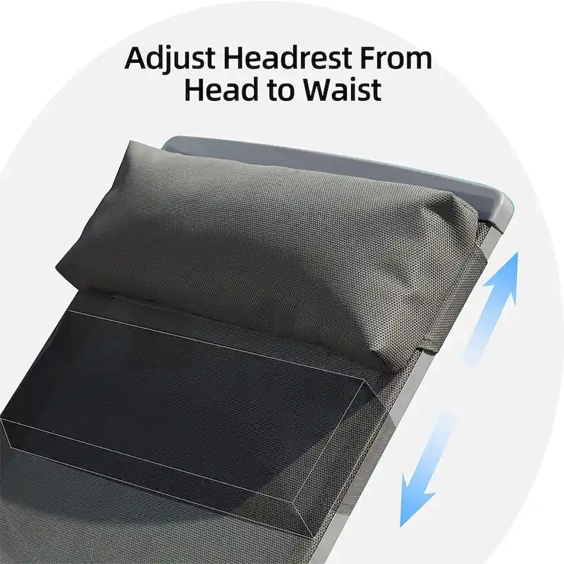 Patio Chaise Lounge Set, 3 Pieces Aluminum Adjustable Pool Lounge Chairs Sunbathing Recliner with Headrest, 1 Table