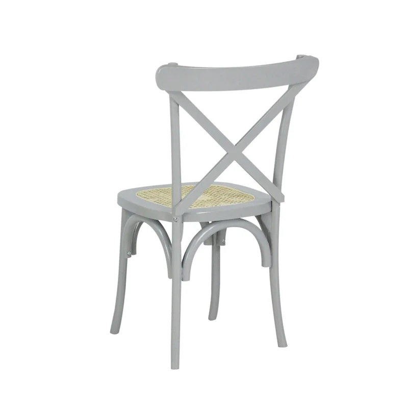 Colmar Classic Traditional X-Back Wood Rattan Dining Chair, Natural (Set of 2) by JONATHAN Y