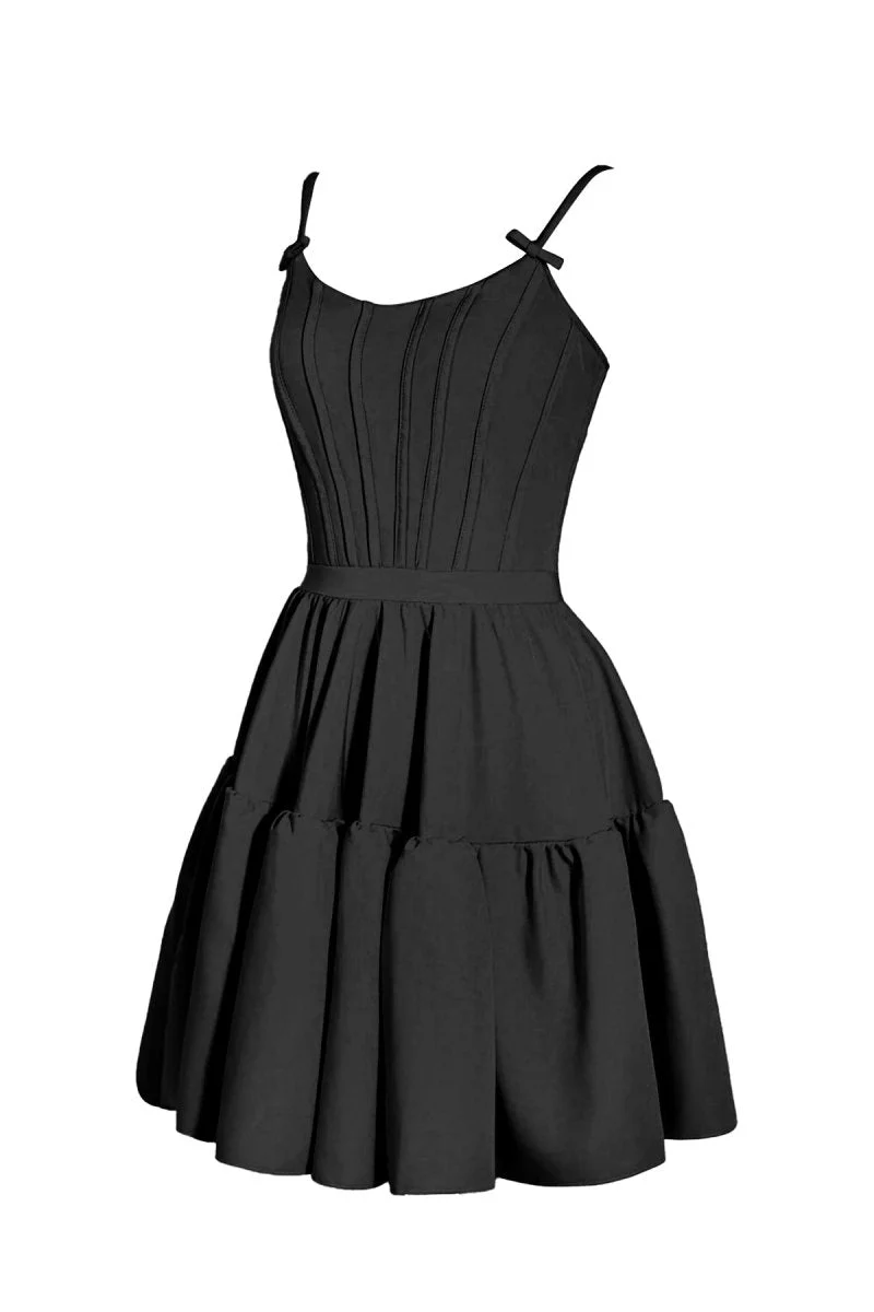 A-line Ruffled Lace-Up Homecoming Dress