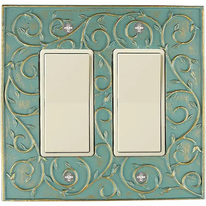 Meriville French Scroll 2 Rocker Wallplate, Double Switch Electrical Cover Plate