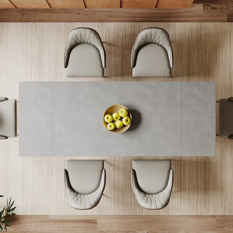 9 - Piece Extendable Rectangular Sintered Stone Cross Legs Dining Set With 8 Chairs