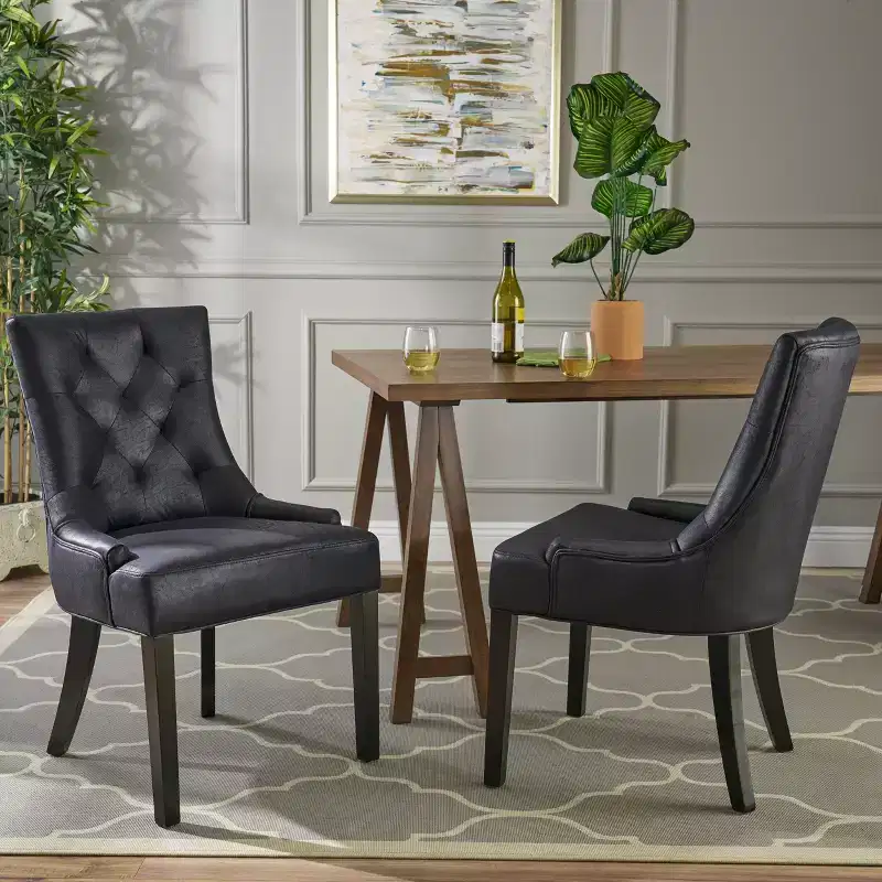 Set of 2 Hayden Traditional Microfiber Dining Chair - Christopher Knight Home