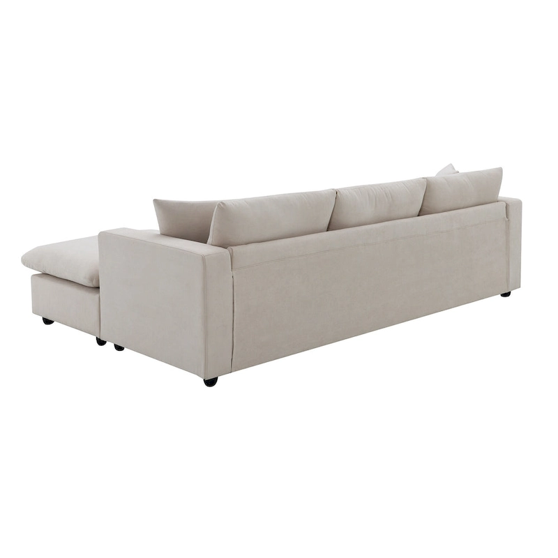 100.4 L-Shaped Polyester Sectional Sofa with 4-Seat Convertible Couch and Ottoman & Pocket Spring Cushions (300lb Capacity)
