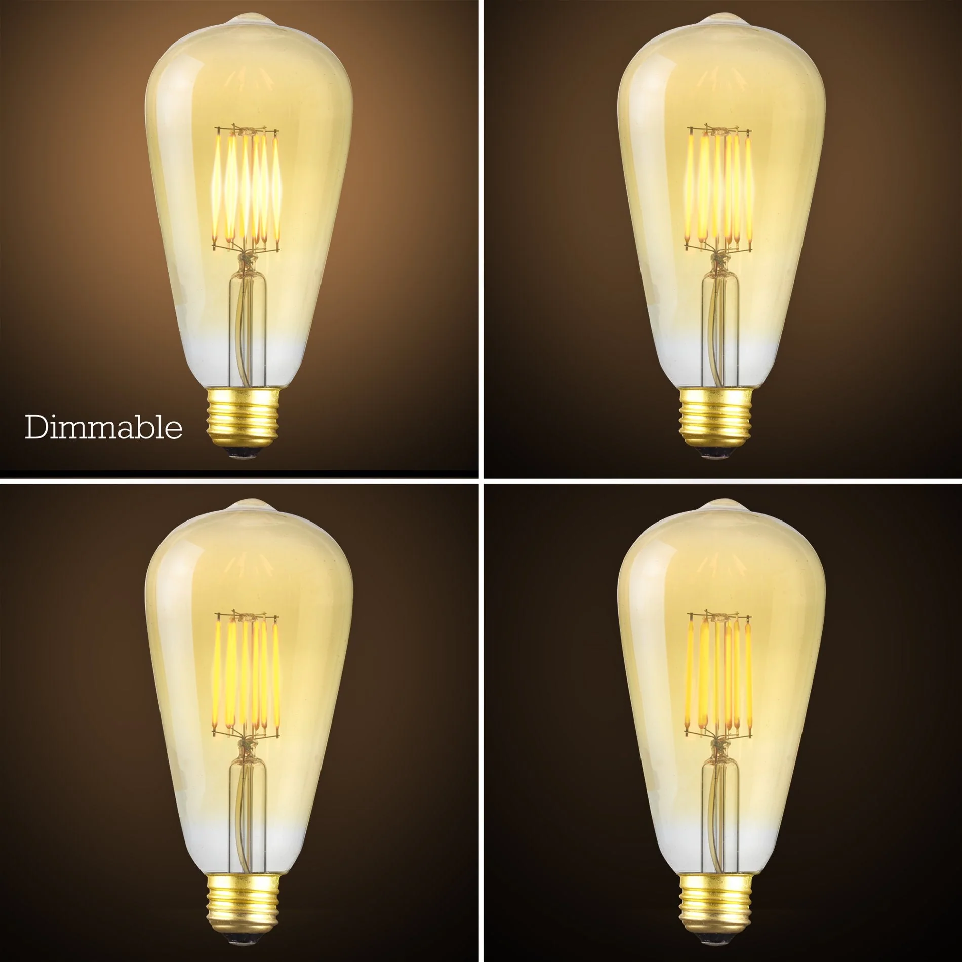 7W Dimmable LED (50W eq.) Vintage Filament Edison Light Bulb, 2200K Extra Warm White, ST21 Antique Shape