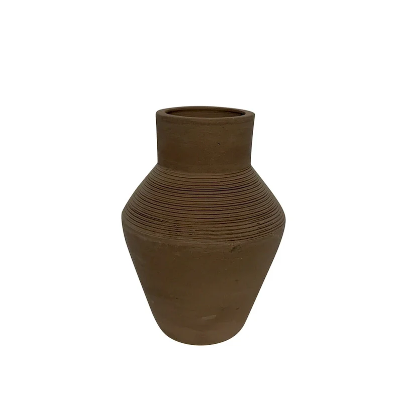 Terracotta Vase Natural Black H 8.7  & Dia 6.1  - Black