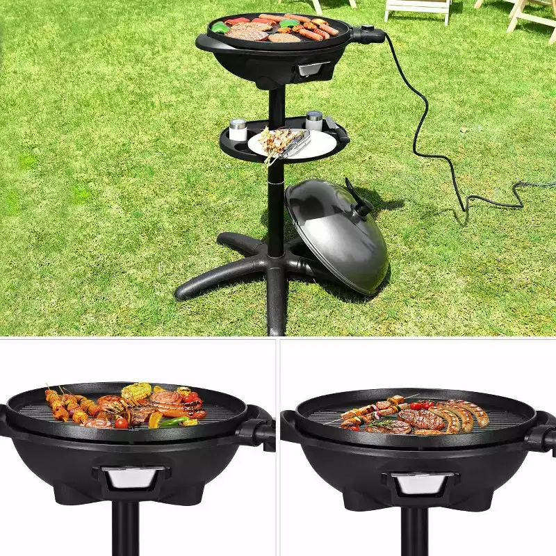 Costway Electric BBQ Grill 1350W Non-stick 4 Temperature Setting Outdoor Garden Camping Red/Black
