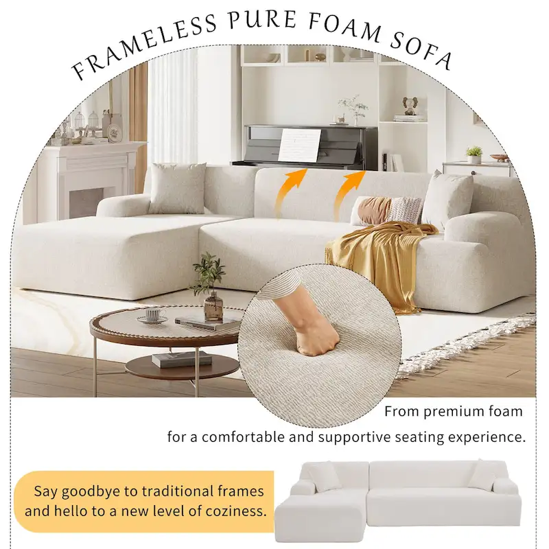 111 Polyester L-Shape Modular Sectional Sofa with High-Density Foam, 27 Deep Seat and Anti-Wrinkle Chenille Fabric