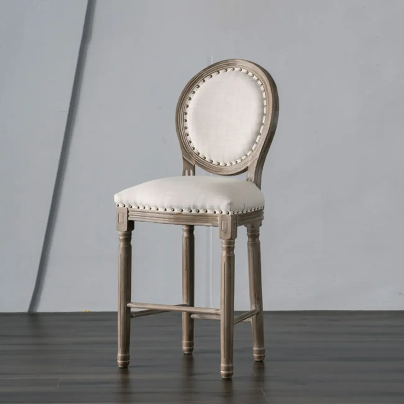 White French Country Solid Wood Counter Bar Stools with Back