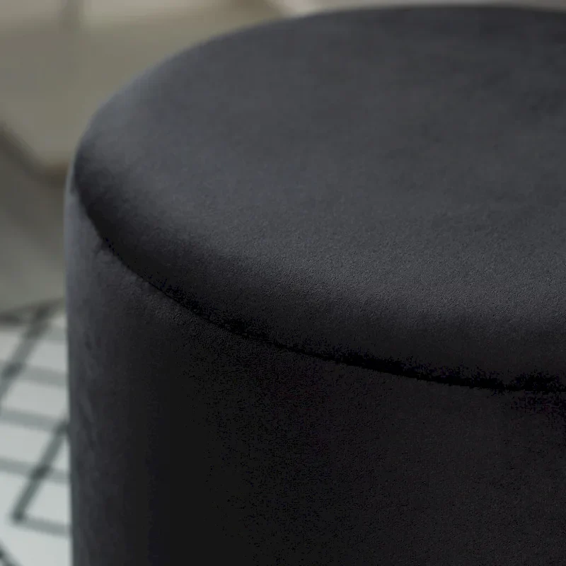 Modern Round Velvet Fabric Standard Ottoman Stool with Gold Base