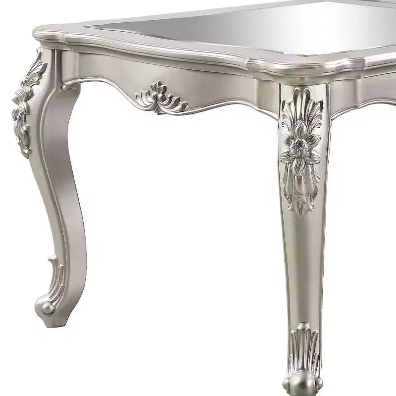 96" Bently Dining Table Champagne Finish - Acme Furniture: Sophisticated Rectangle, Seats 8